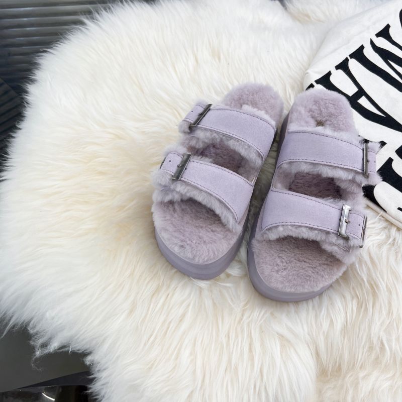 UGG Fluff Two-strap 2022 Purple Suede Women's Slide Sandals