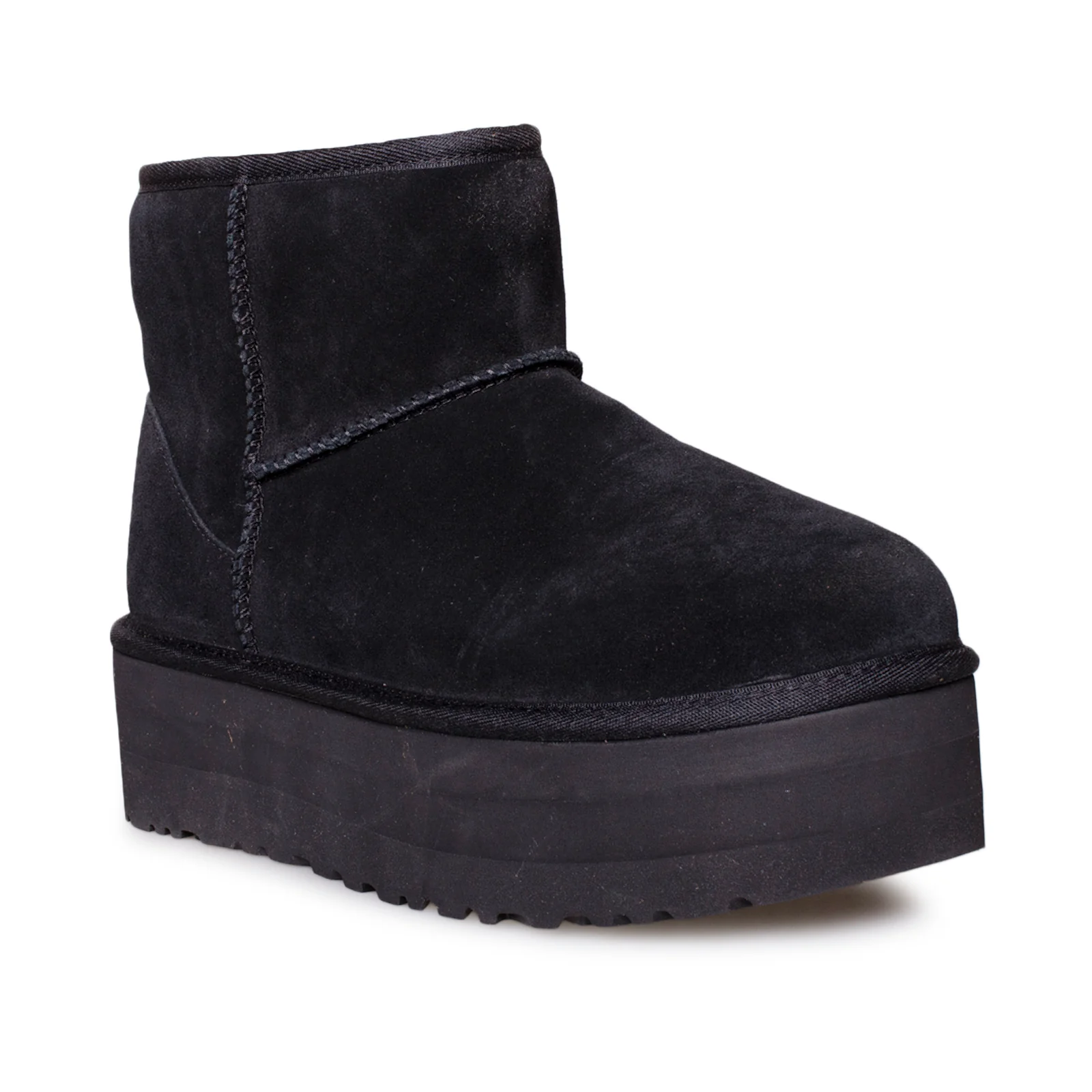Botas de plataforma femininas UGG Classic Mini Feminine Black Suede 1134991