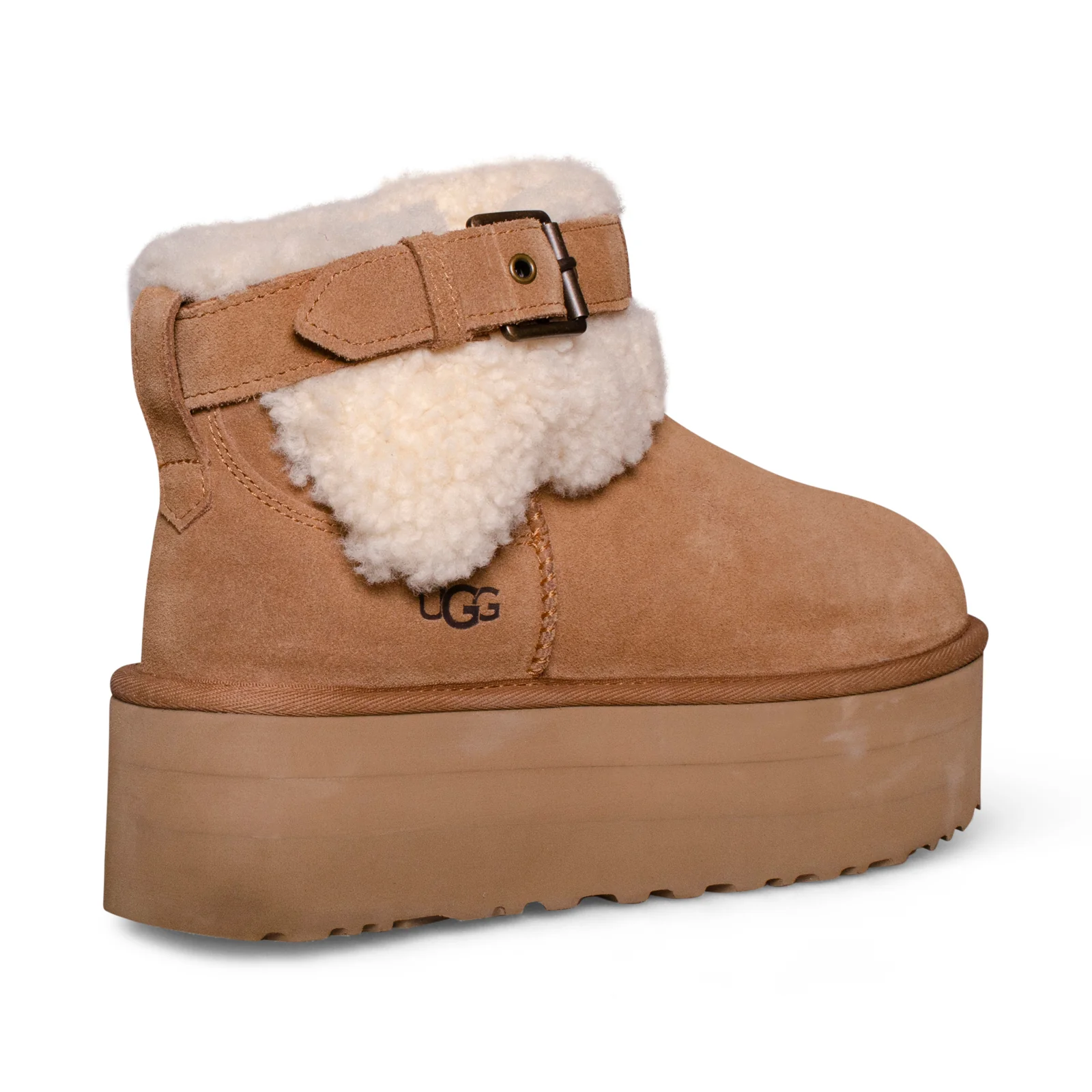 UGG Classic Ultra Mini Belted Roller Chestnut Suede Women Platform Snow Boots 196565776365