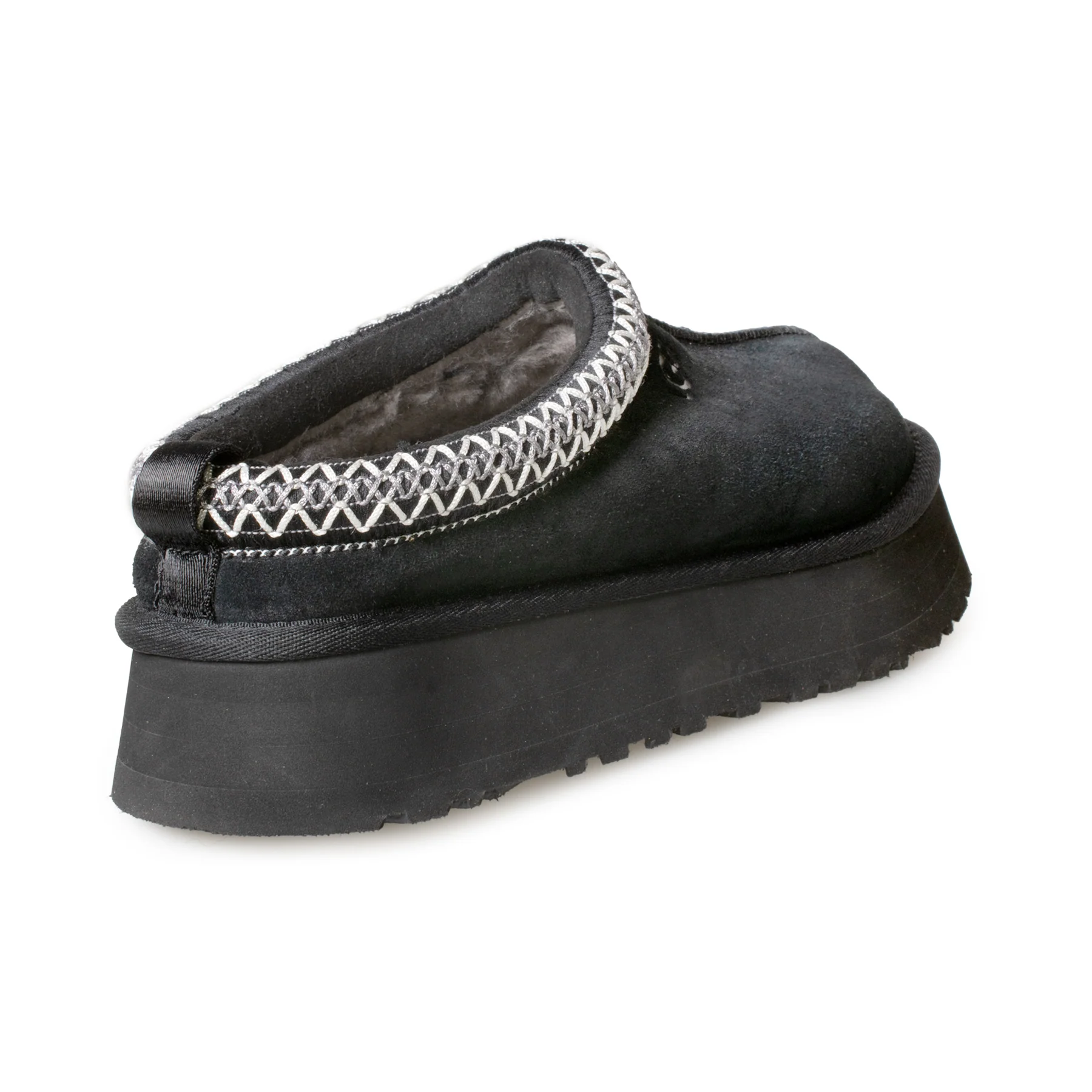 UGG Tazz Hot Black Suede Women Platform Slide Slippers 1122553
