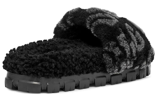 UGG Cozetta Hot Logo Black Sheepskin Women Slide Slippers 1148770