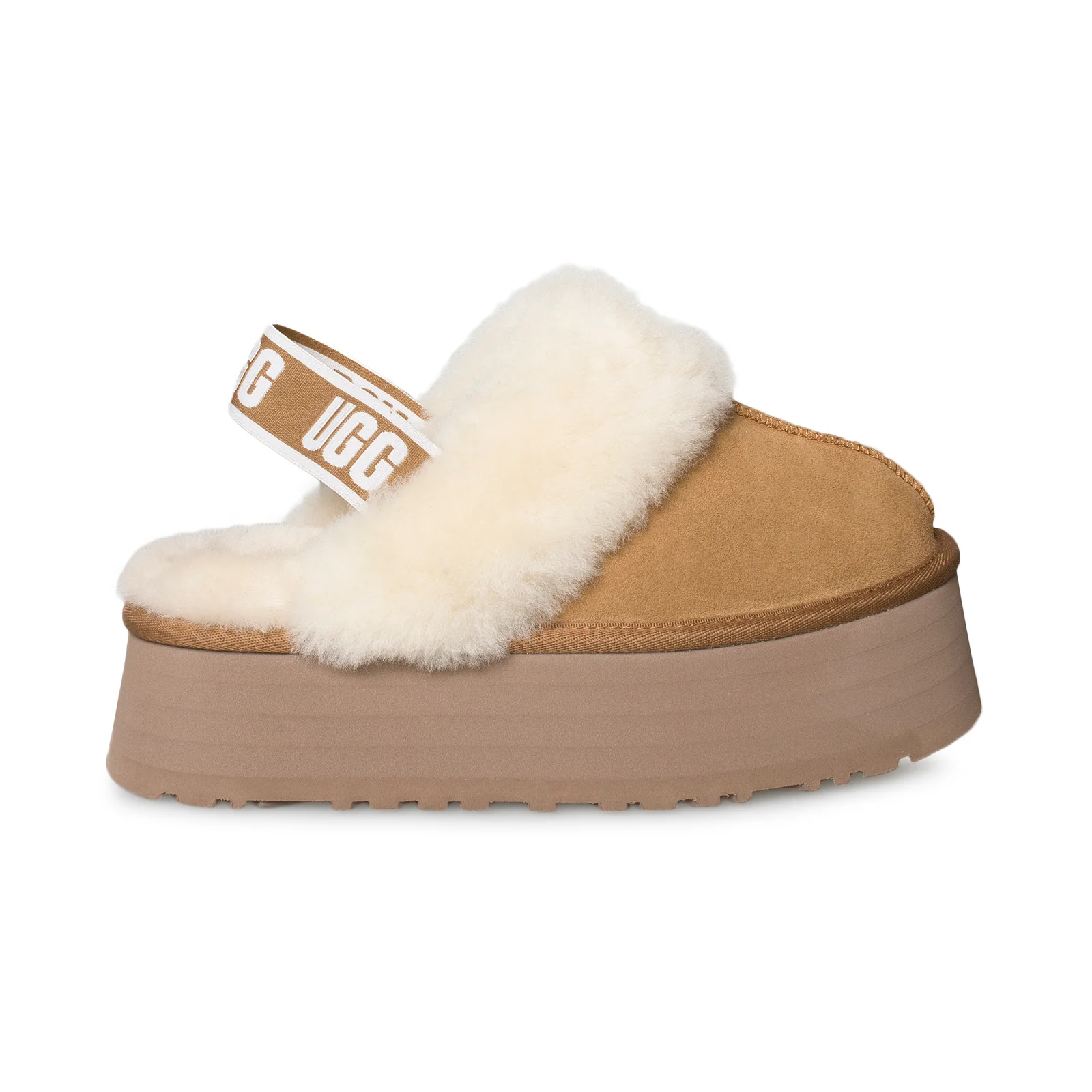 UGG Funkette Hot Strap Chestnut Suede Women Platform Slippers 1113474