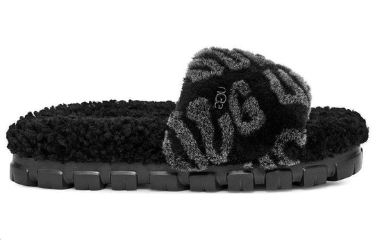 UGG Cozetta Hot Logo Black Sheepskin Women Slide Slippers 1148770