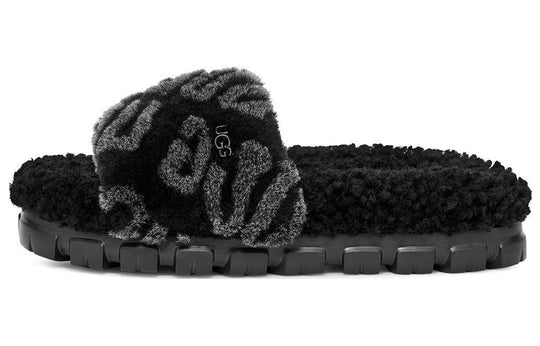 UGG Cozetta Hot Logo Black Sheepskin Women Slide Slippers 1148770