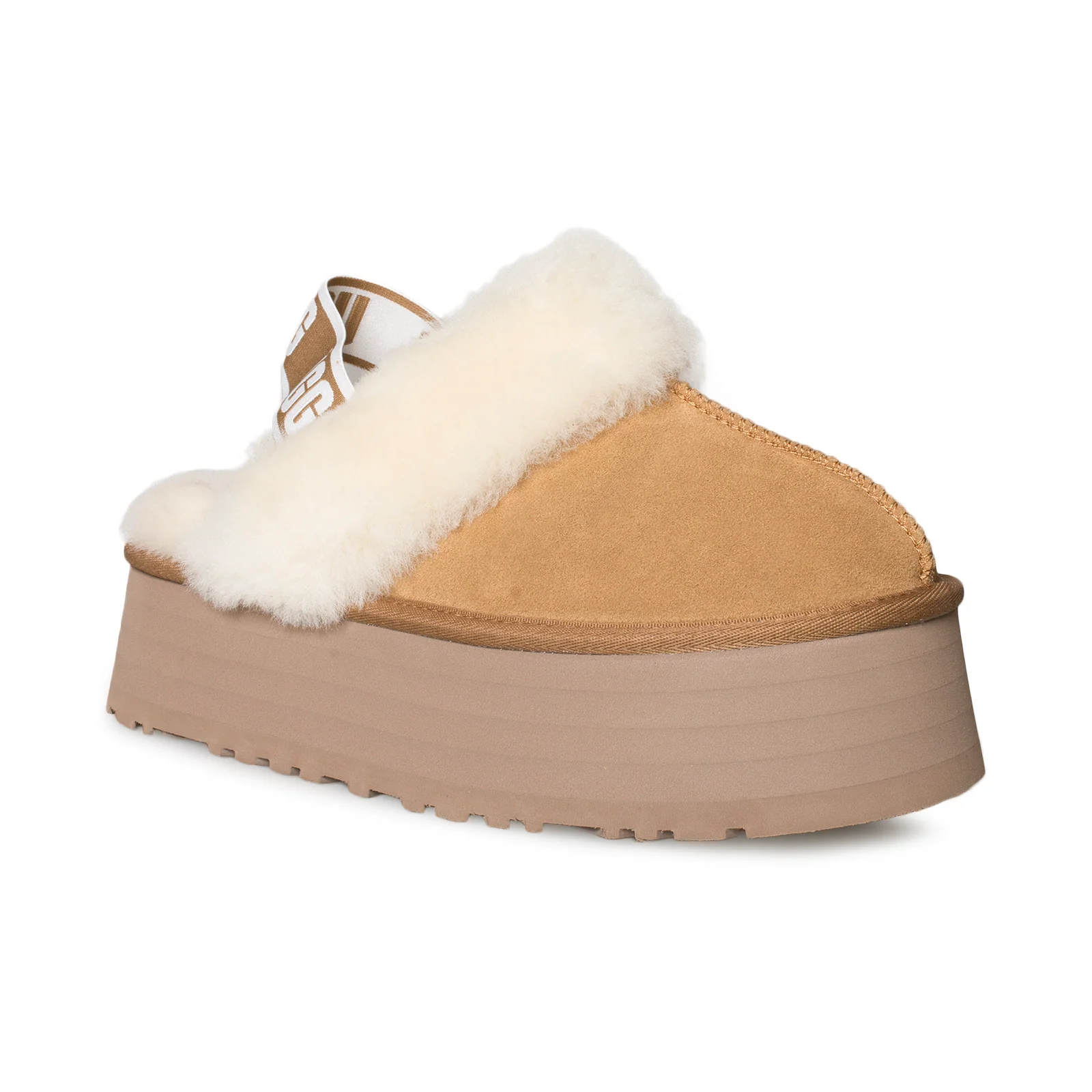 UGG Funkette Hot Strap Chestnut Suede Women Platform Slippers 1113474