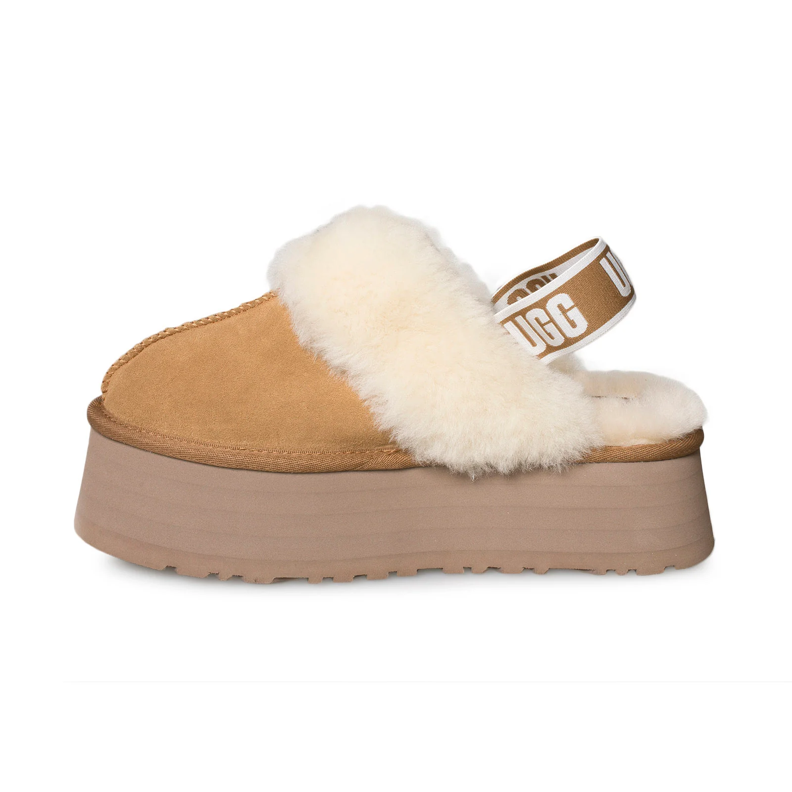 UGG Funkette Hot Strap castagna scamosciata Pantofole con plateau da donna 1113474