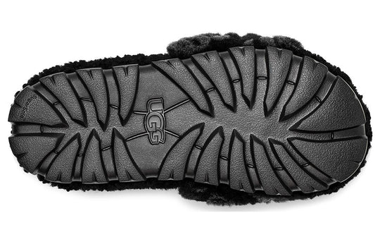 UGG Cozetta Hot Logo Black Sheepskin Women Slide Slippers 1148770