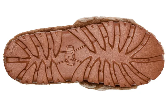 UGG Cozetta Hot Logo Brown Sheepskin Women Slide Slippers 1148770