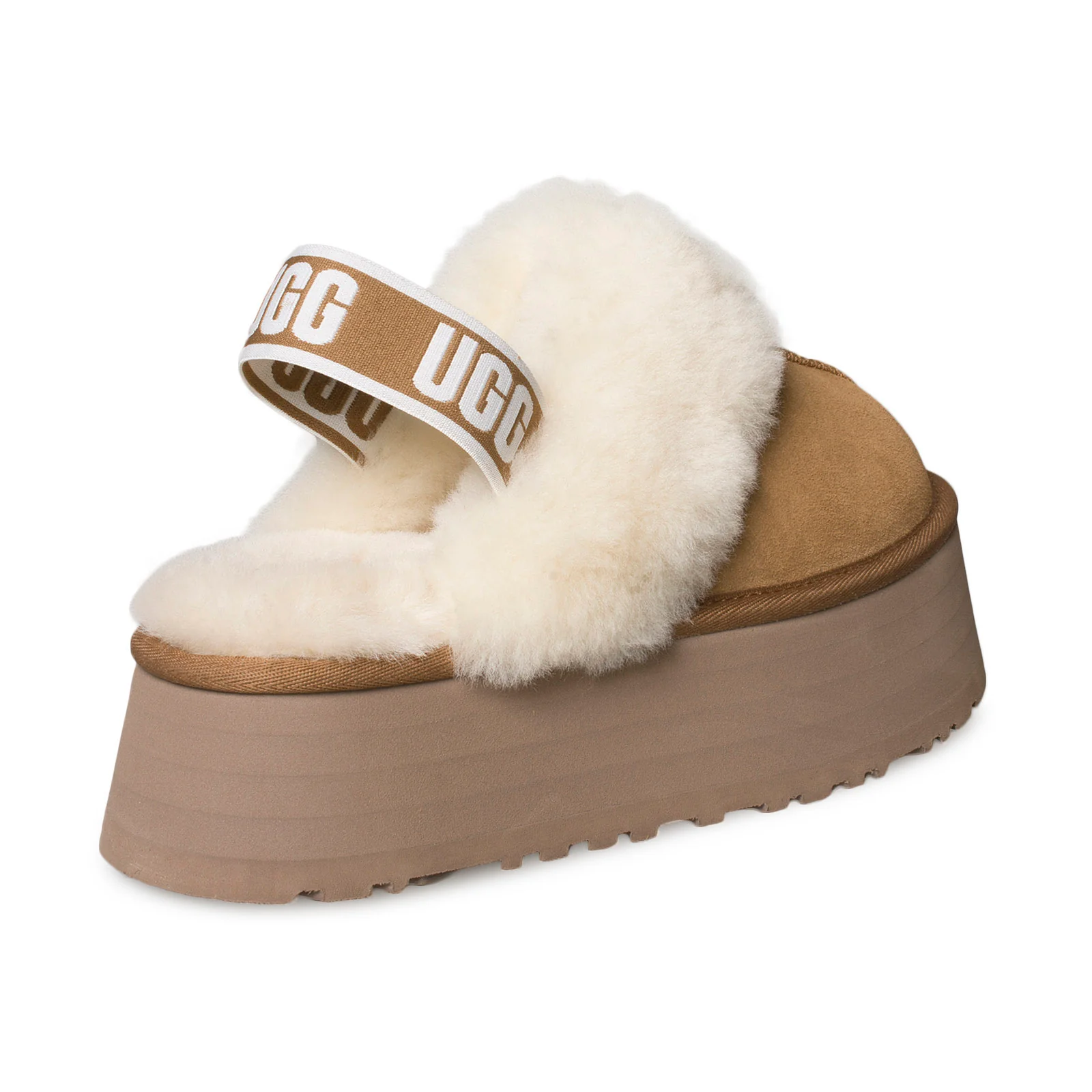 UGG Funkette Hot Strap castagna scamosciata Pantofole con plateau da donna 1113474