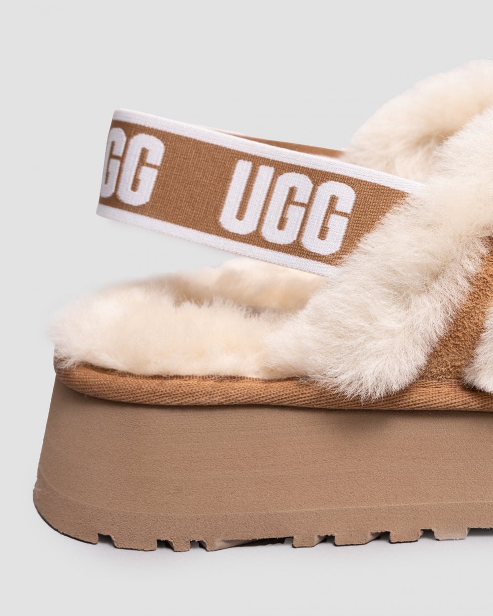 UGG Disco Cross Slide Fashion Castagna Pelle di Pecora Donna Piattaforma Pantofole Casual 1121550
