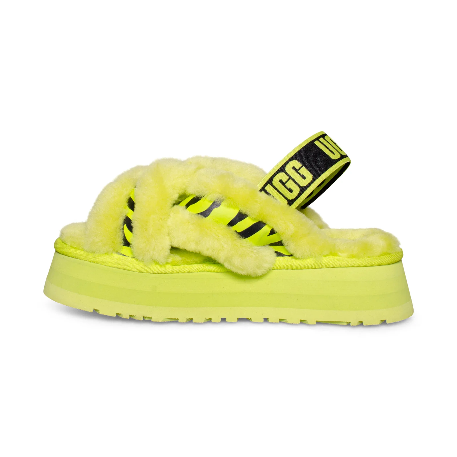UGG Disco Cross Slide Fashion Animalia Lime Sheepskin Women Platform Casual Slippers 1121550