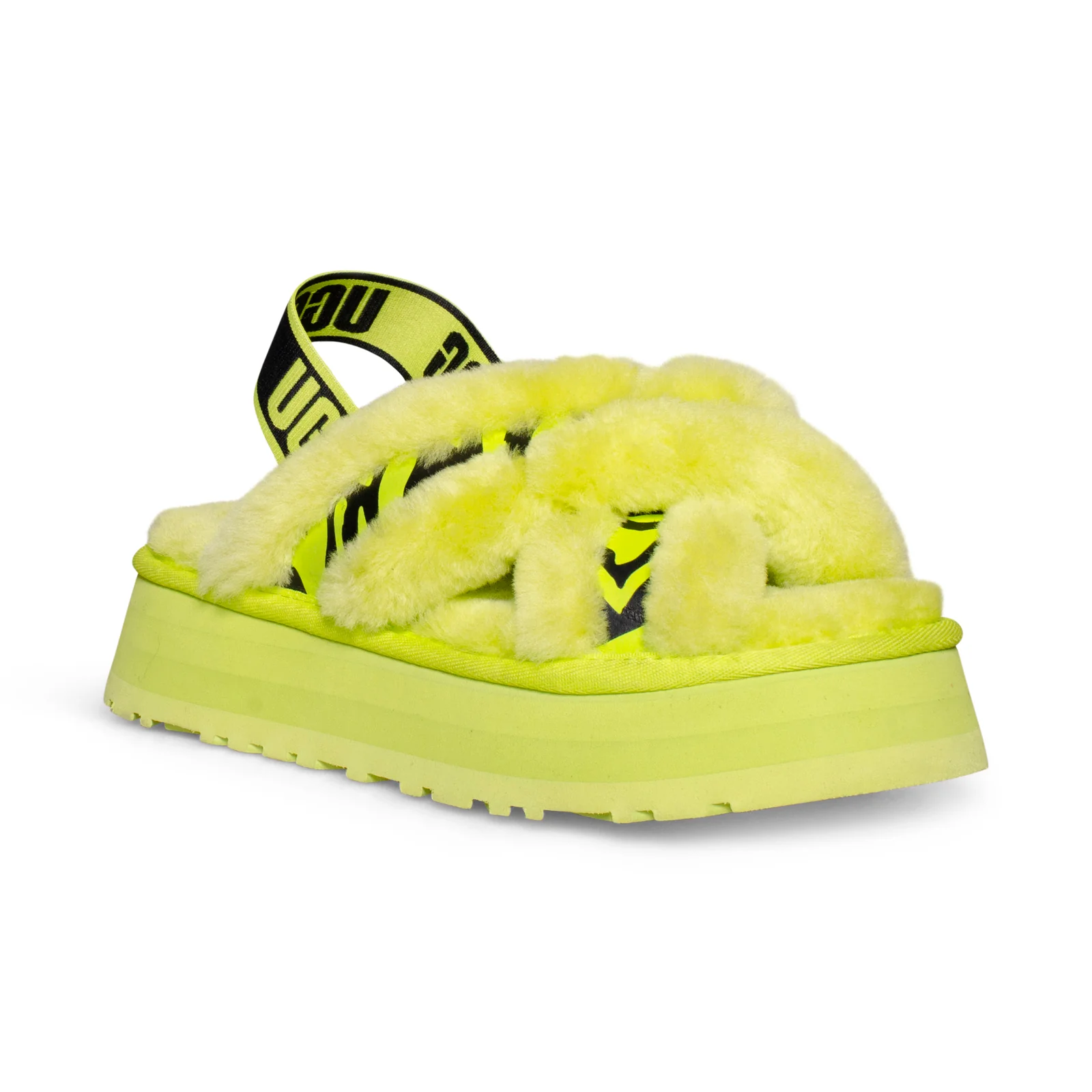 Dép quai hậu UGG Disco Cross Slide thời trang da cừu Animalia Lime dành cho nữ đế xuồng thường ngày 1121550