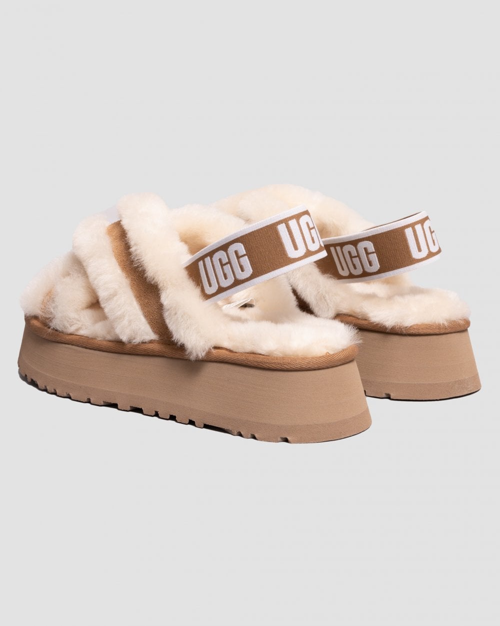 UGG Disco Cross Slide Fashion Castagna Pelle di Pecora Donna Piattaforma Pantofole Casual 1121550