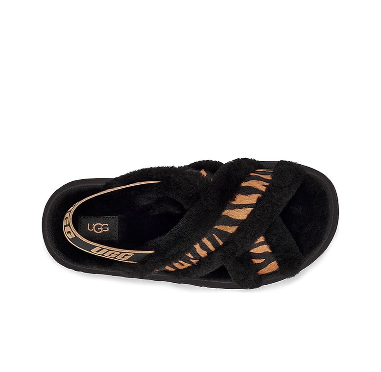 UGG Disco Cross Slide Fashion Black Sheepskin Women Platform Casual Slippers 1121550