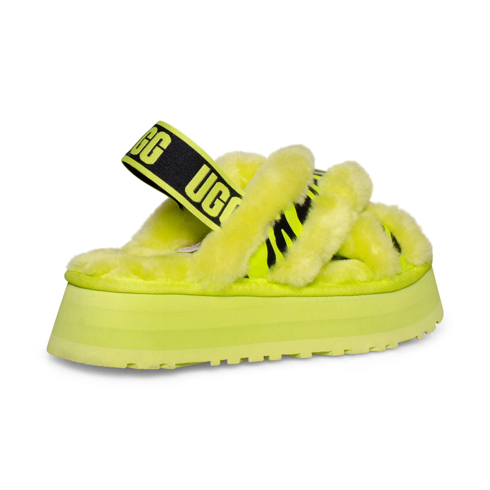 UGG Disco Cross Slide Fashion Animalia Lime Sheepskin Women Platform Casual Slippers 1121550