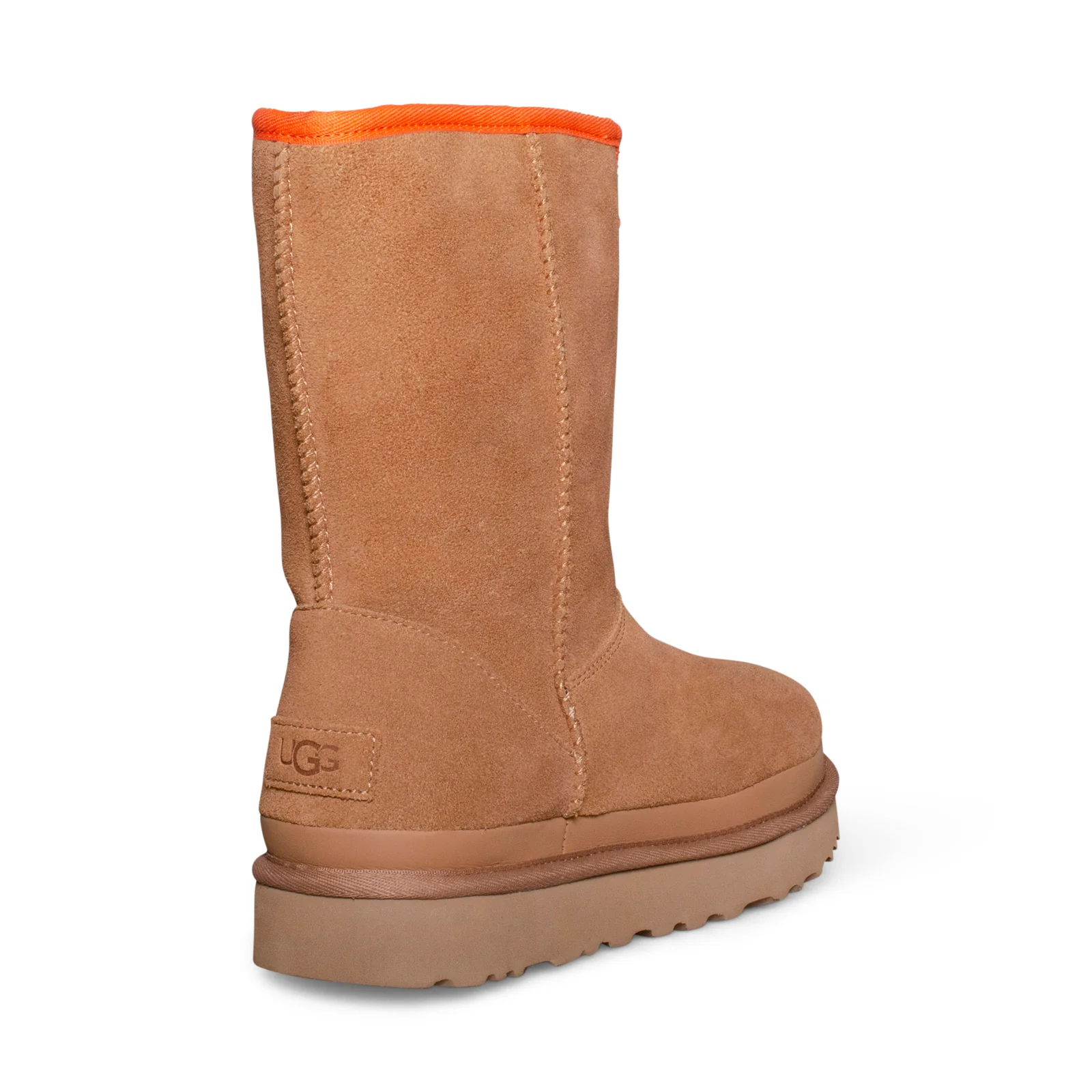 UGG Classic Short Zipper Tape Logo Chestnut Suede Women Snow Boots 1144035