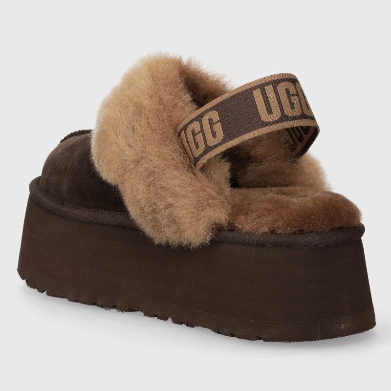 UGG Funkette Hot Strap Brown Suede Women Platform Slippers 1113474