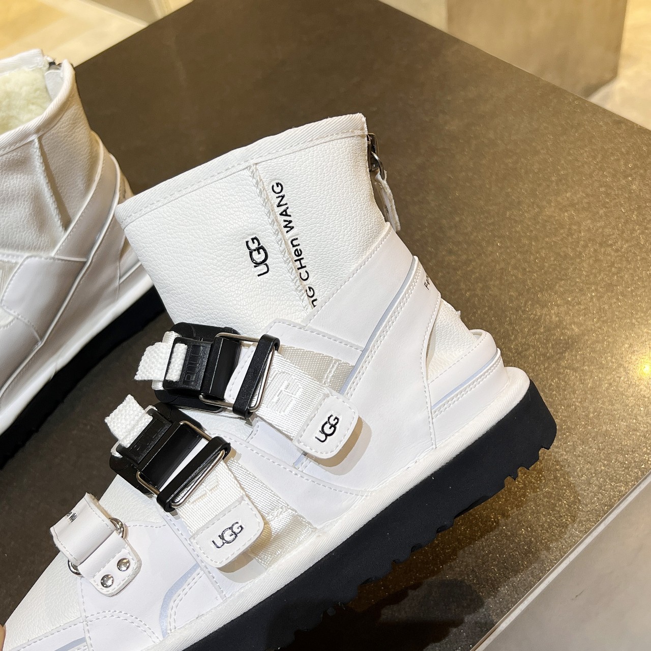 UGG X Feng Chen Wang Limited White Leather Women Ankle Boots 1143310