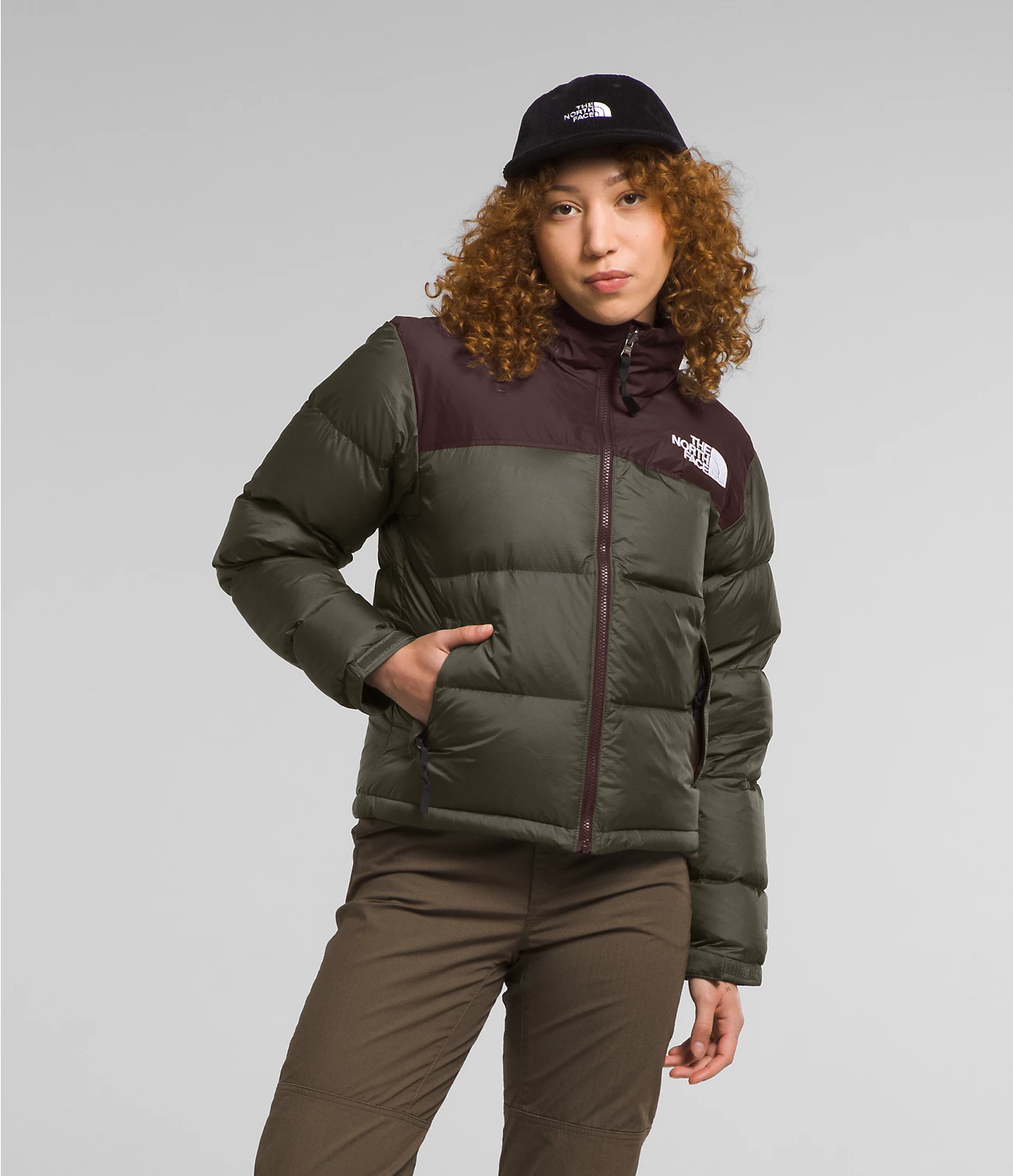 The North Face 1996 Retro Nuptse Hot Taupe Green Goose Down Women Down Jacket Nf0a3xeo