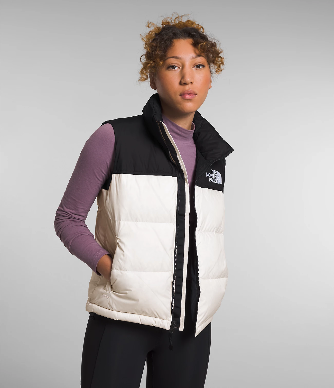 The North Face 1996 Retro Nuptse Hot White Black Goose Down Women Down Vest Nf0a3xep