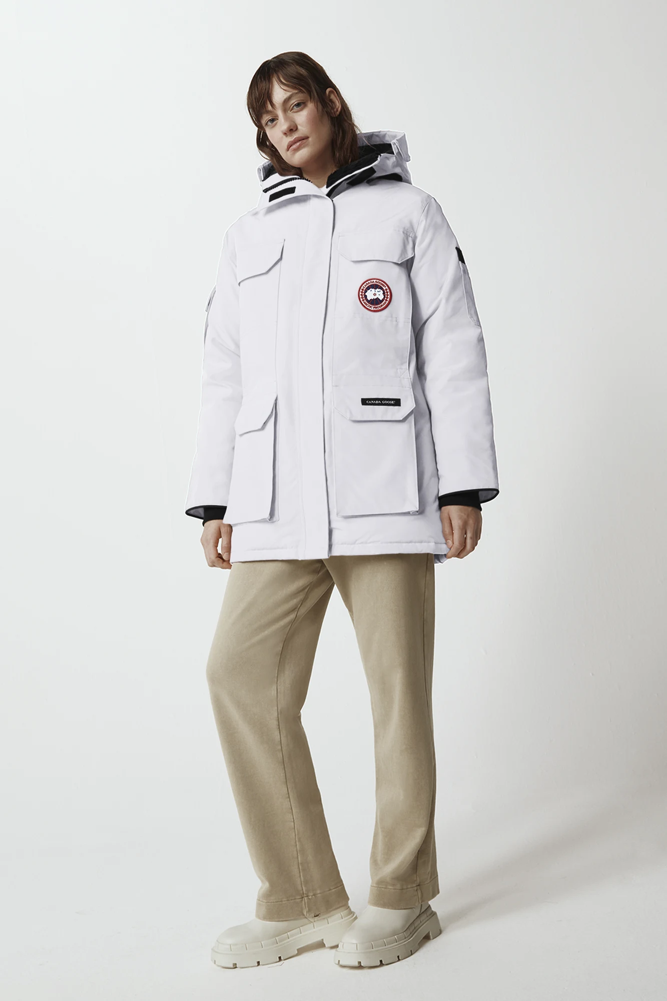 Canada Goose Expedition Hot Hooded White Duck Down Women Parka 4660L