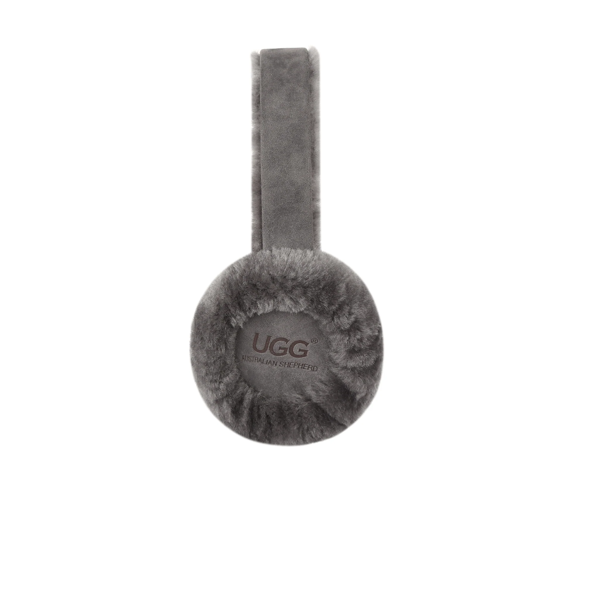 UGG Classic Fashion Embroidery  Grey Sheepskin Women Adjustable Earmuff 20955S