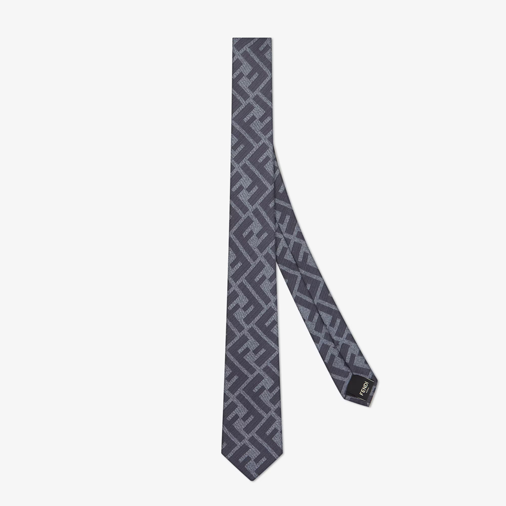 Fendi Classic Fashion FF Motif Blue Silk Patterned Necktie FXC023A003F0RBB