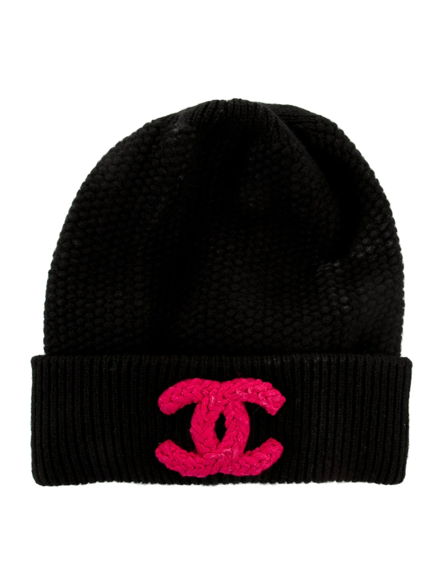 Chanel Classic Fashion CC Logo Black Cashmere Knit Winter Women Beanie