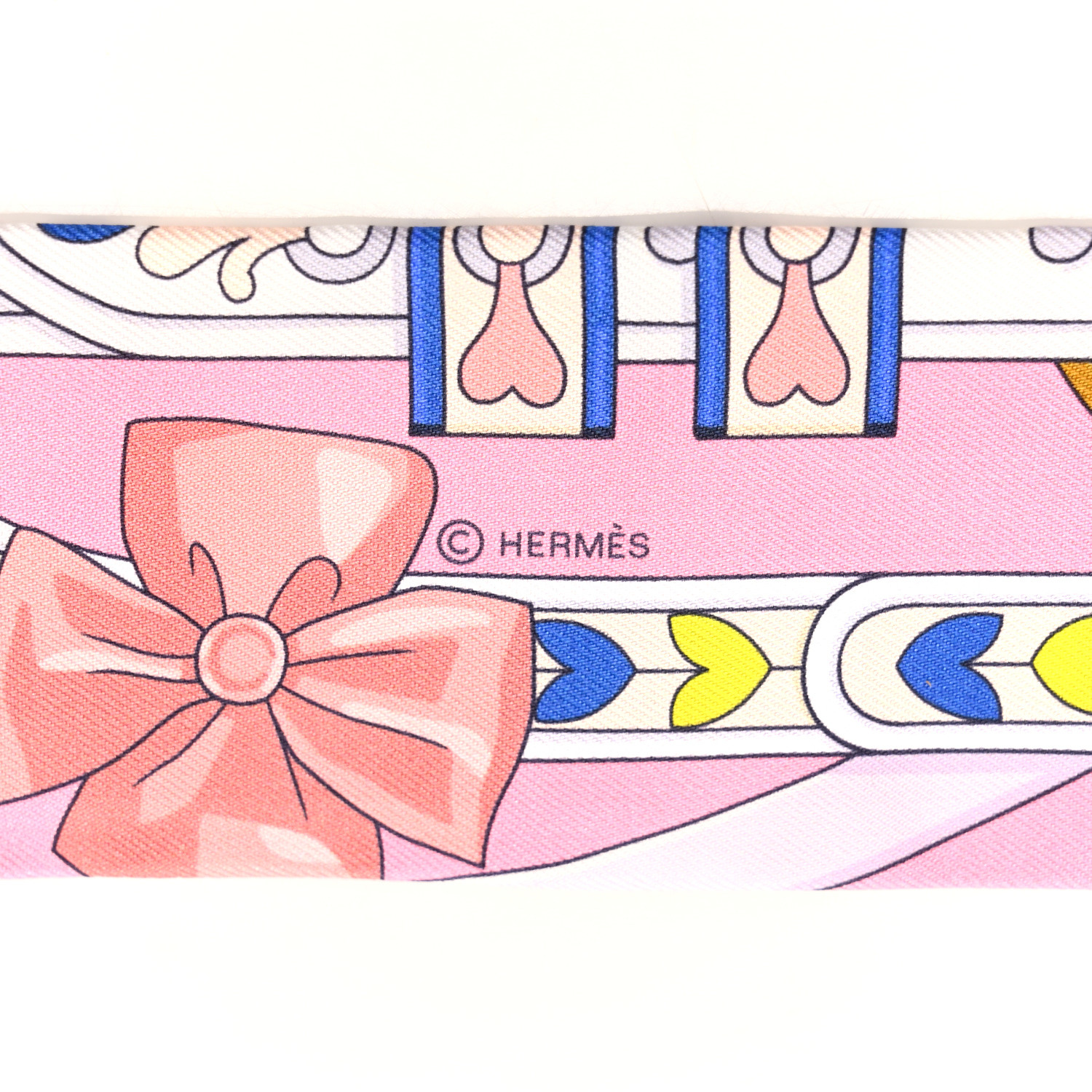 Hermes Twilly Fashion Harnais De Coeur Rose Bonbon Blue Silk Women Hair Scarf H064090S