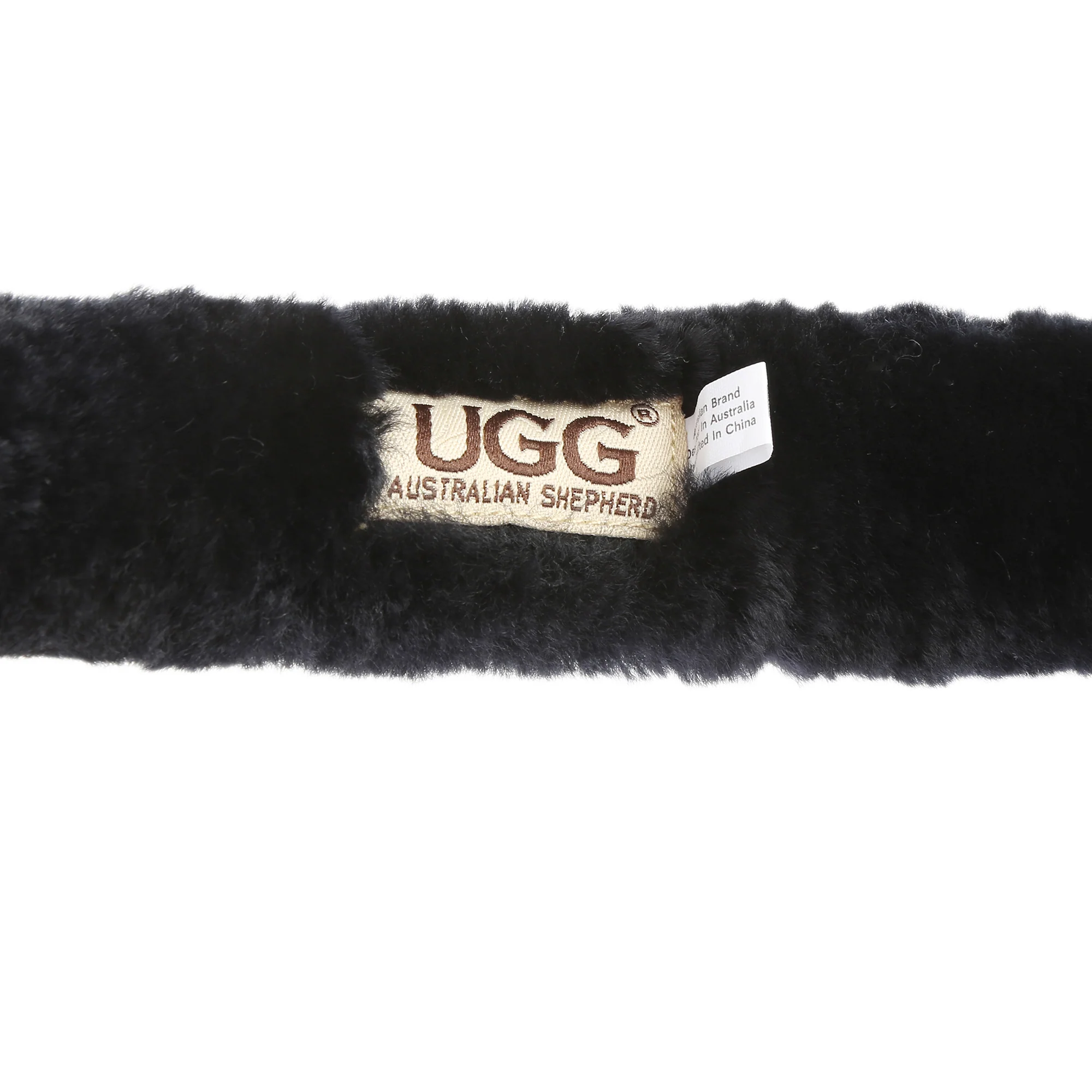 UGG Classic Fashion Embroidery  Black Sheepskin Women Adjustable Earmuff 20955S