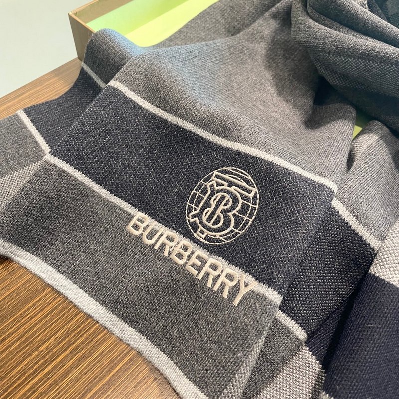 Burberry Classic New TB Reversible Grey Knitted Cashmere Unisex Sash Scarf