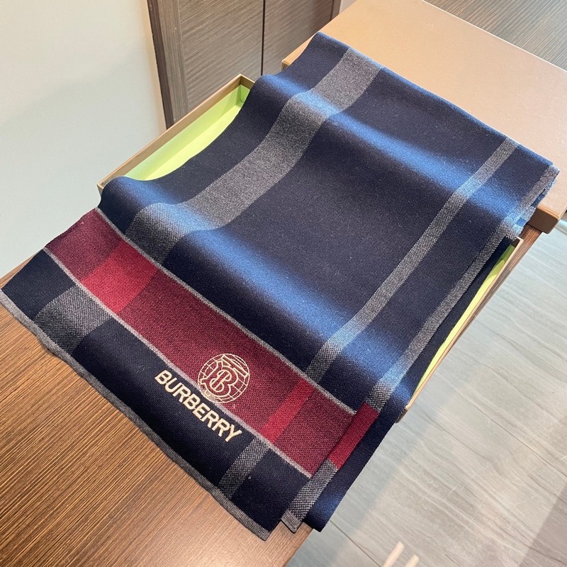 Burberry Classic New TB Reversible Dark Blue Knitted Cashmere Unisex Sash Scarf
