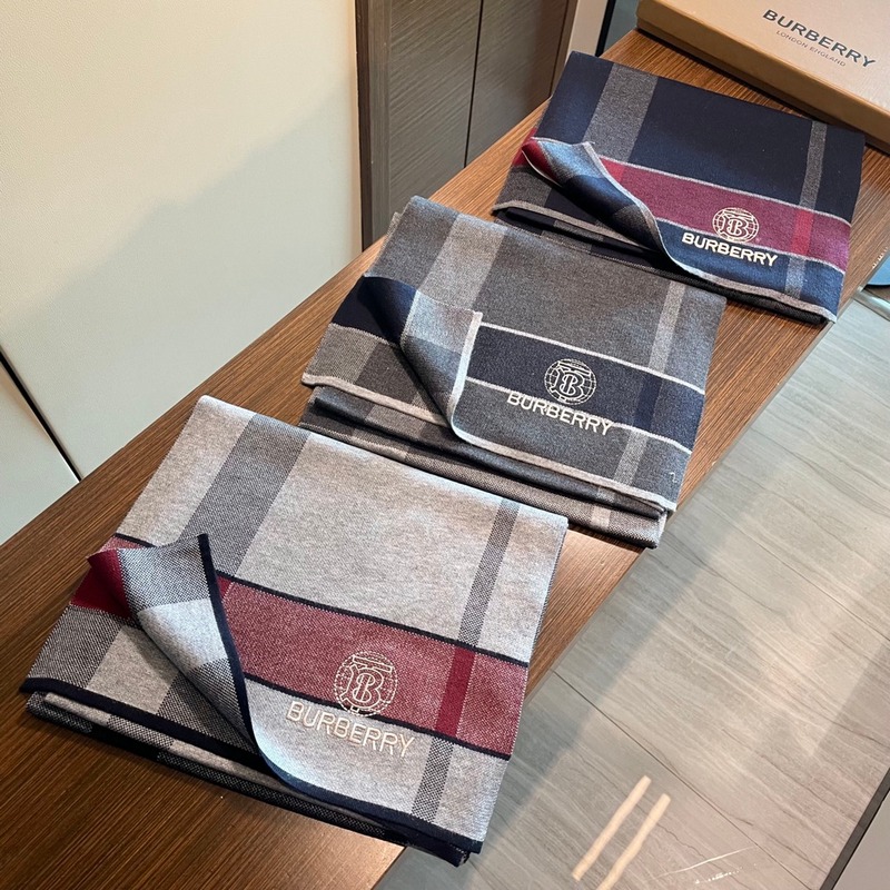 Burberry Classic New TB Reversible Grey Knitted Cashmere Unisex Sash Scarf