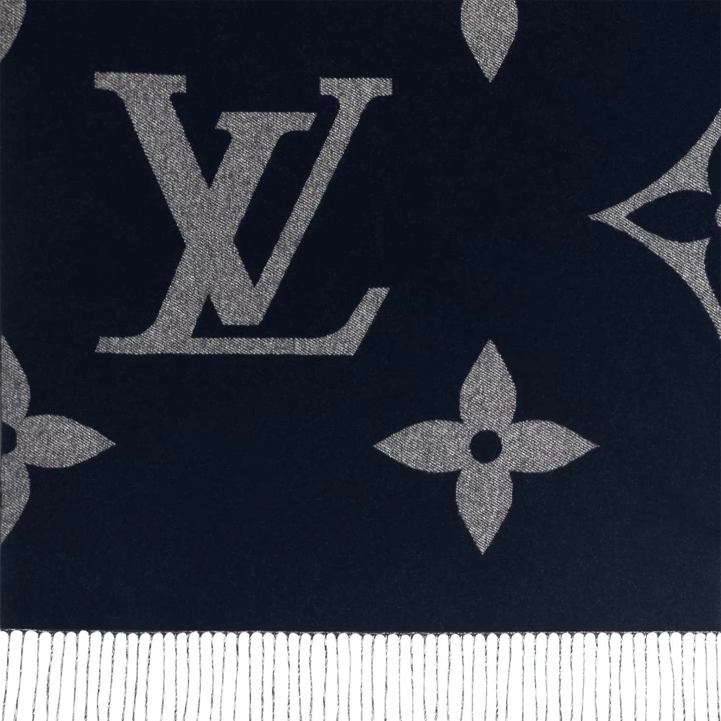 Louis Vuitton Monogram Classic MNG Giant Iconic Navy Cashmere Unisex Sash Scarf M77950