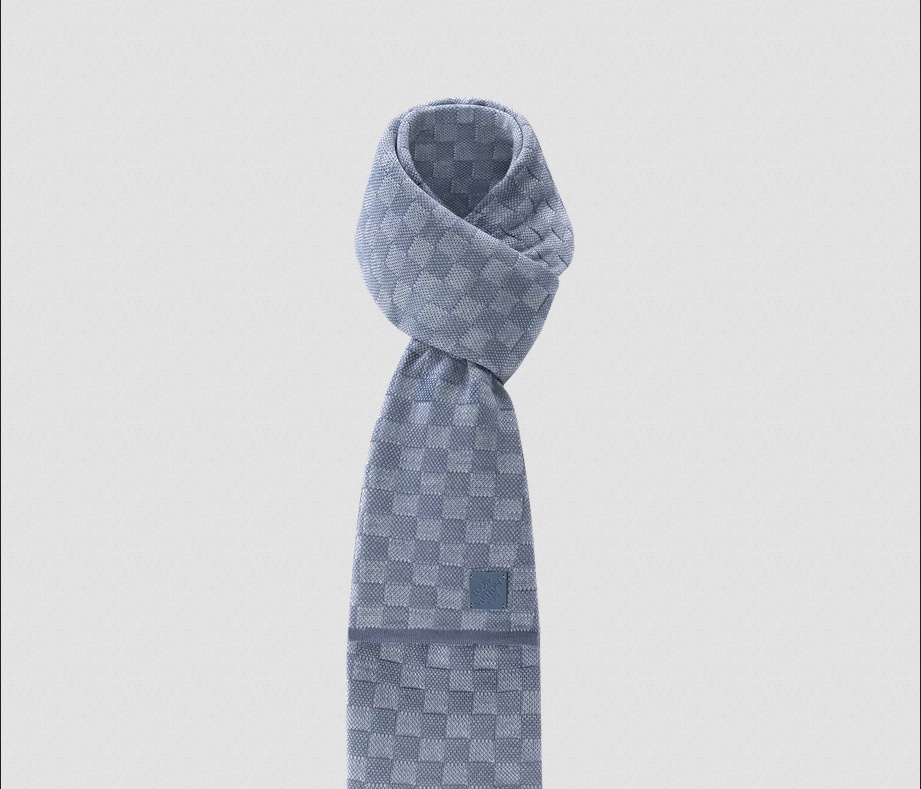 Louis Vuitton Damier Infini Fashion Neo Petit Blue Wool Men Sash Scarf M79202