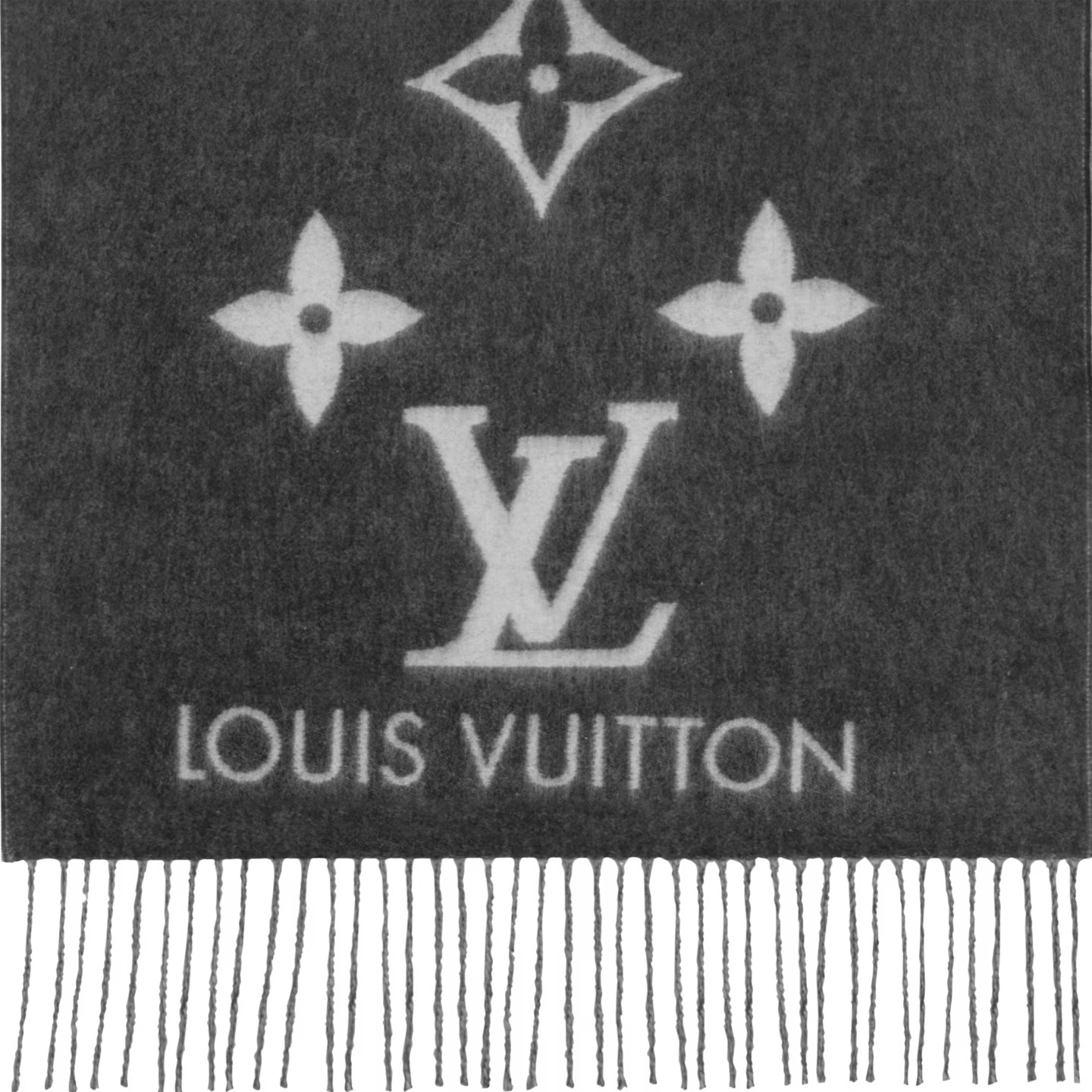 Louis Vuitton Monogram Classic Reykjavik Gradient Signature Grey Cashmere Women Sash Scarf M76336