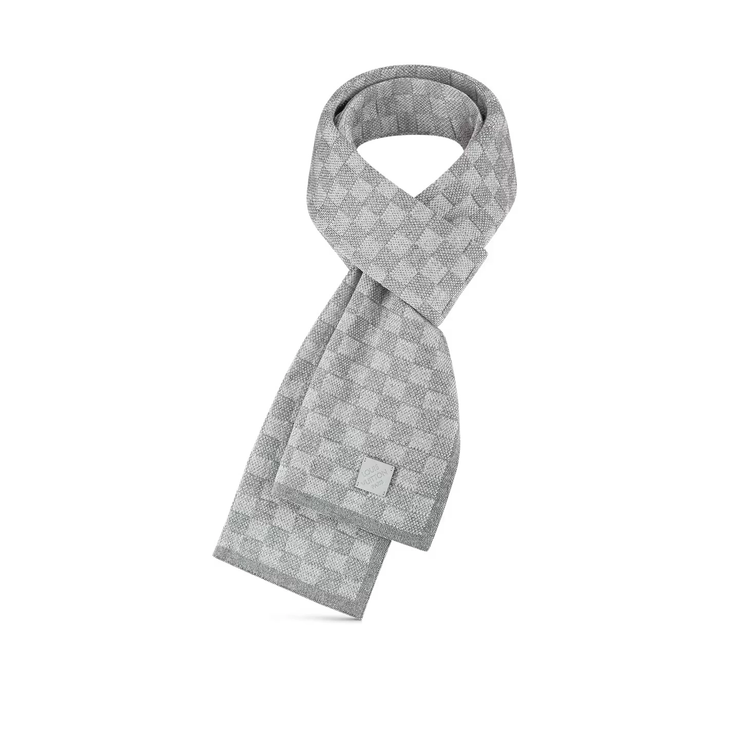 Louis Vuitton Damier Infini Fashion Neo Petit Light Grey Wool Men Sash Scarf M77989