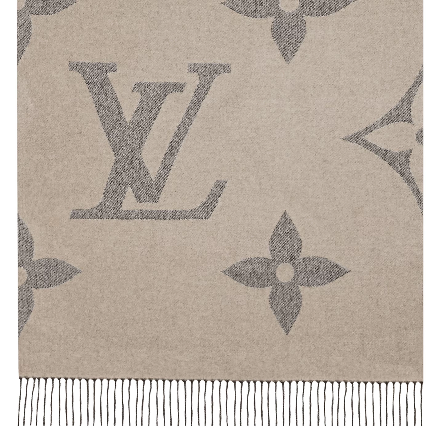 Louis Vuitton Monogram Classic MNG Giant Iconic Grey Cashmere Unisex Sash Scarf M77951