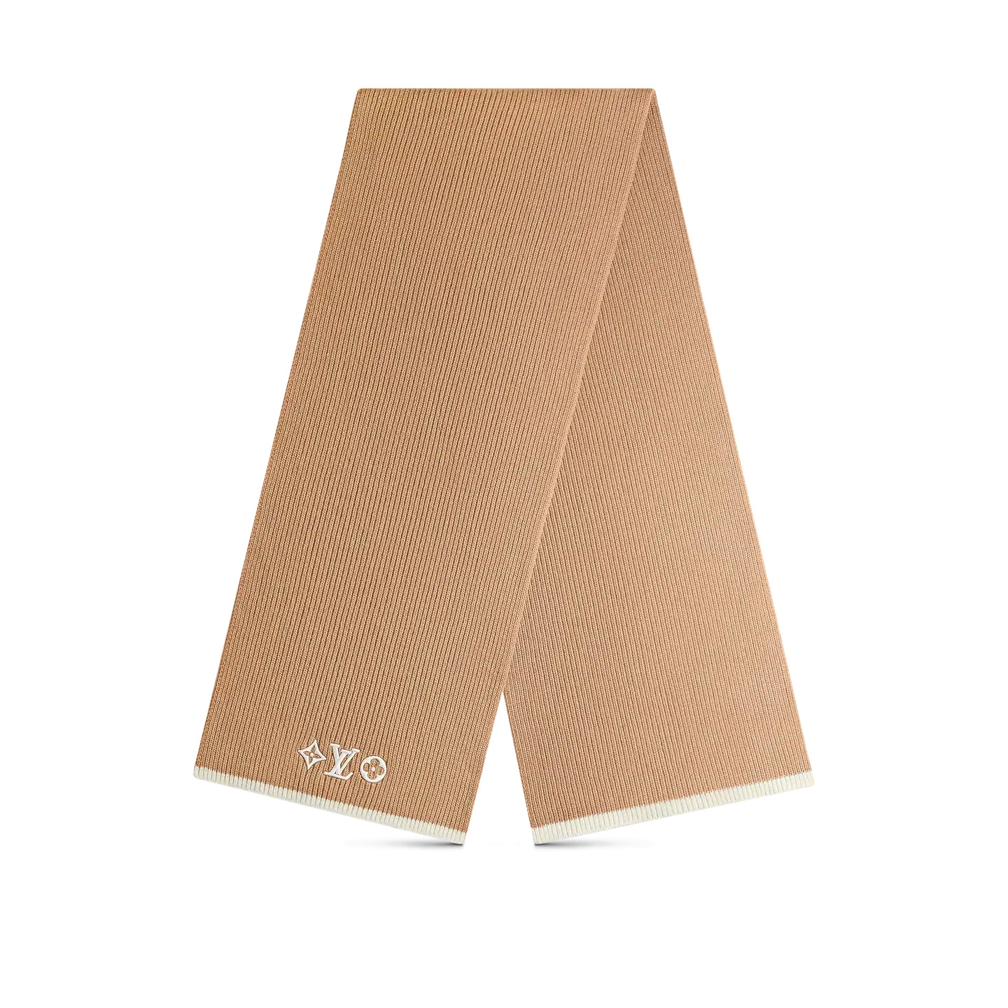 Louis Vuitton The Icons LV Headline Camel Wool Unisex Sash Scarf M77927