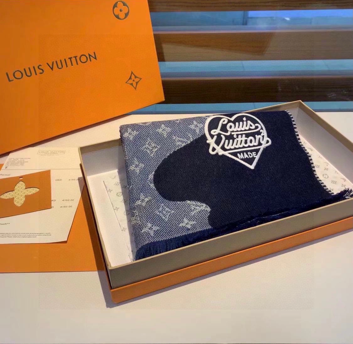 Louis Vuitton x Nigo Monogram Drip Blue Wool Unisex Sash Scarf MP3255