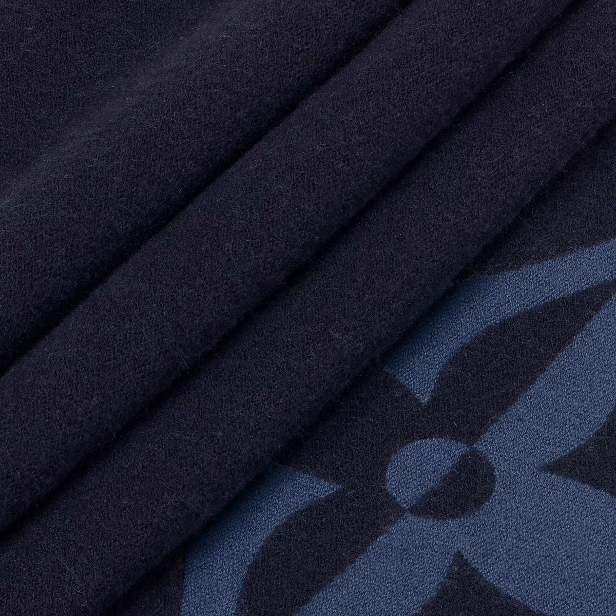 Louis Vuitton Monogram Grafik Klasik Dwi Navy Wool Selendang Uniseks Selendang M78399