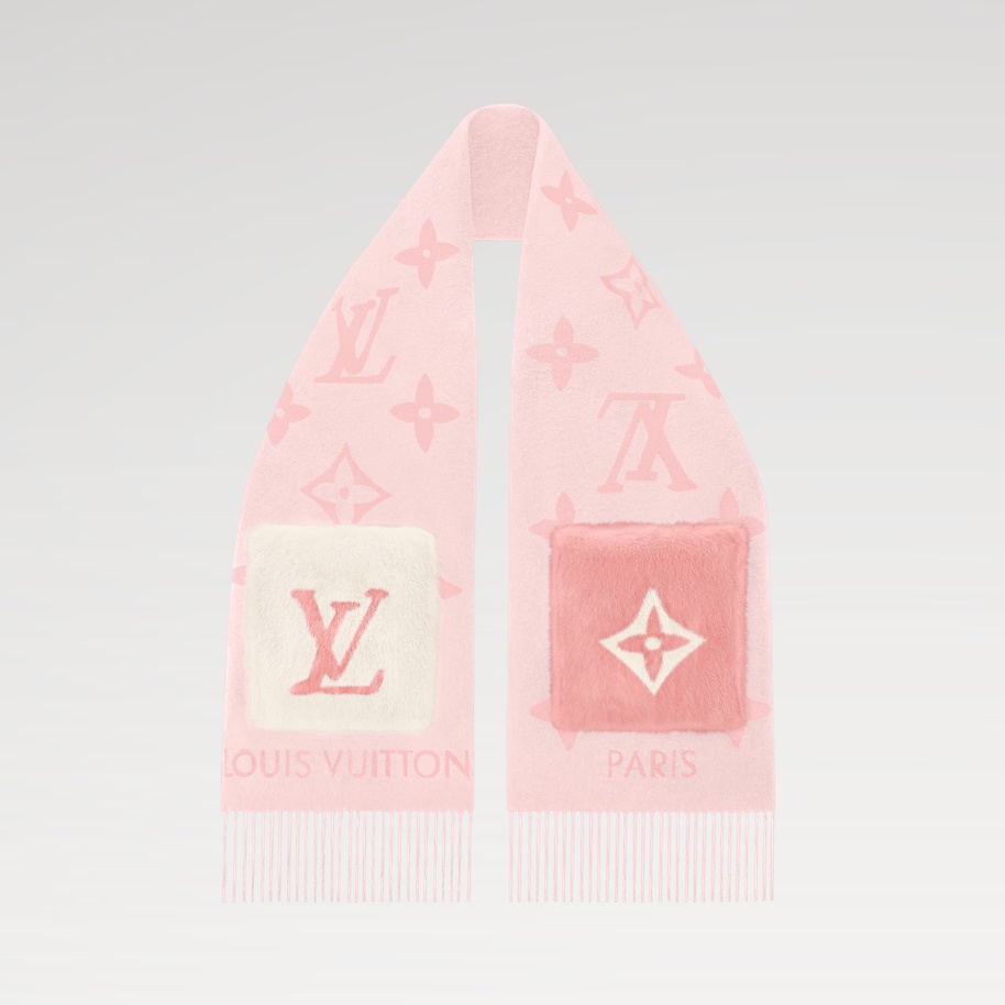 Louis Vuitton Monogram Classic Cold Reykjavik Rose Cashmere Women Sash Scarf M92569