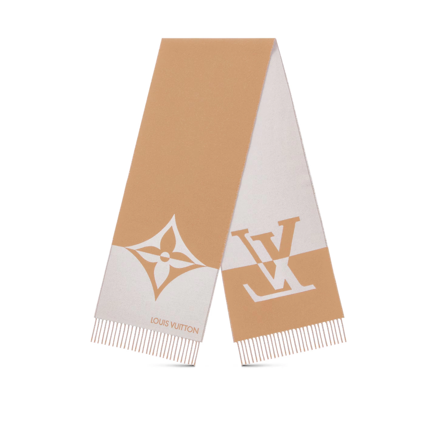 Louis Vuitton Monogram Classic Graphic Dual Beige Wool Unisex Sash Scarf M79098
