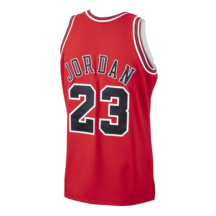 Michael Jordan Chicago Bulls Mitchell &amp; Ness 1997/98 Classic Authentic Scarlet Men Throwback Jersi Bola Keranjang