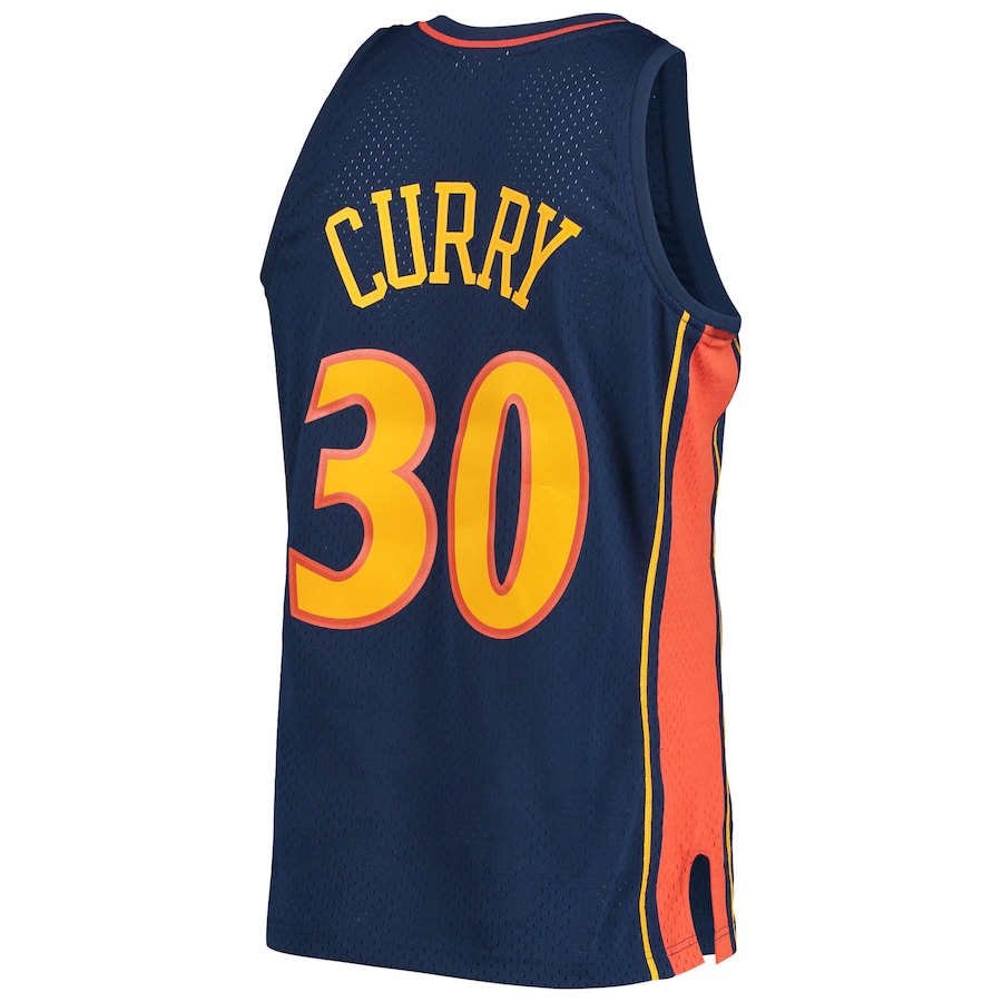 Stephen Curry Golden State Warriors Mitchell & Ness Hardwood Classics Swingman Navy Throwback Edition Unisex Basketball Jersey