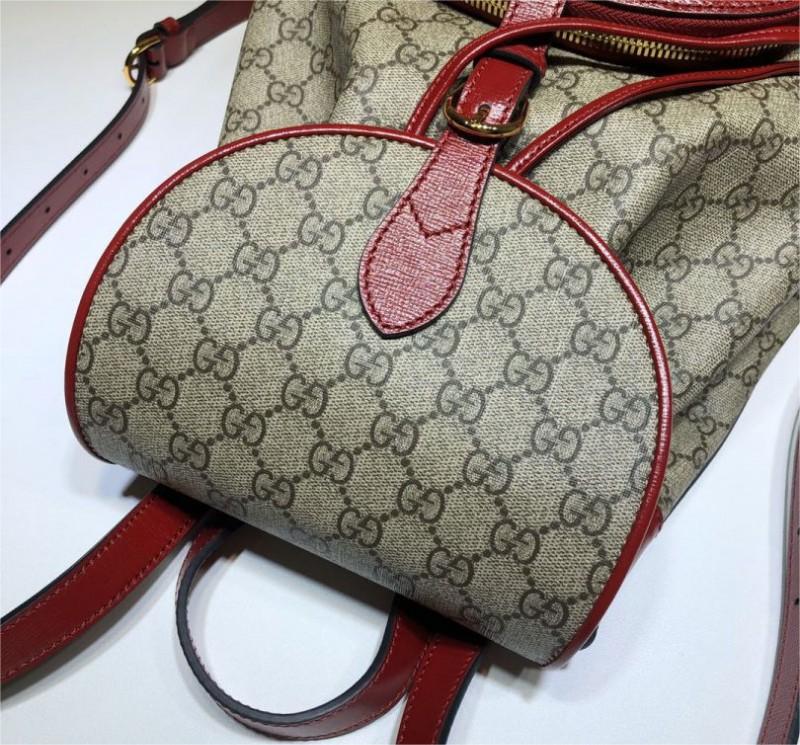 구찌 호스빗 1955 페미닌 GG 수프림 스몰 레드 캔버스 여성용 데이팩 620849