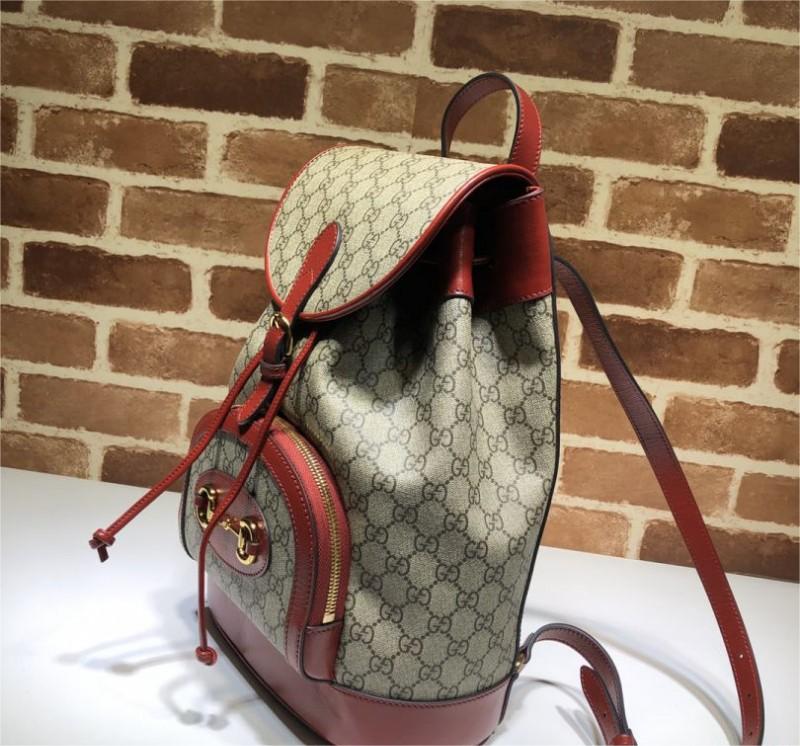 Gucci Horsebit 1955 Feminine GG Supreme Small Red Canvas Women Daypack 620849