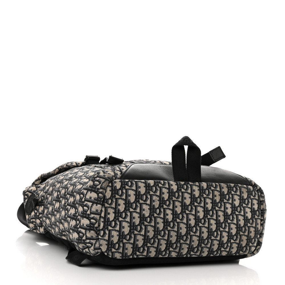 Christian Dior Explorer 標誌圖案中型深藍色帆布男女通用背包