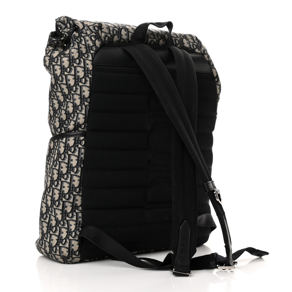 Christian Dior Explorer 標誌圖案中型深藍色帆布男女通用背包