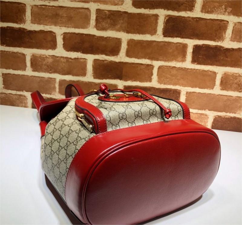 구찌 호스빗 1955 페미닌 GG 수프림 스몰 레드 캔버스 여성용 데이팩 620849